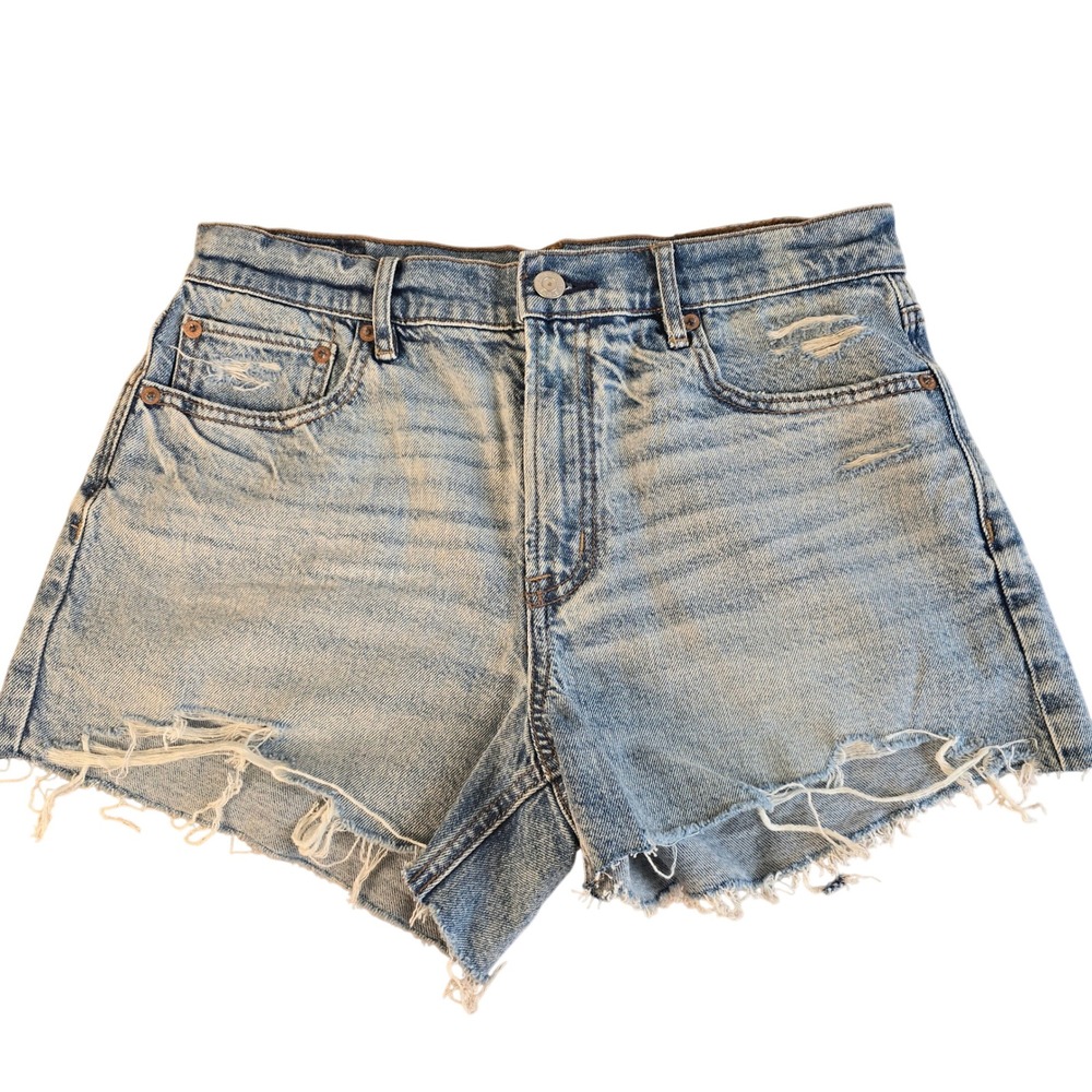American‎ Eagle Strigid High Rise Distressed Denim Shorts Light Wash Blue Size 6